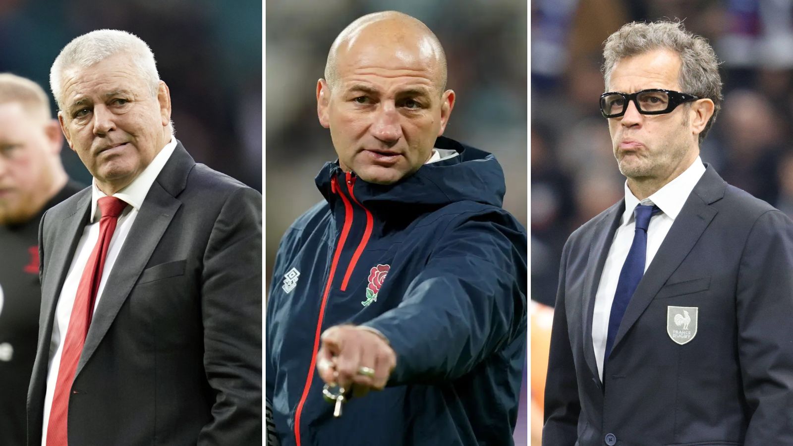 Wales head coach Warren Gatland, England coach Steve Borthwick and France boss Fabien Galthie.