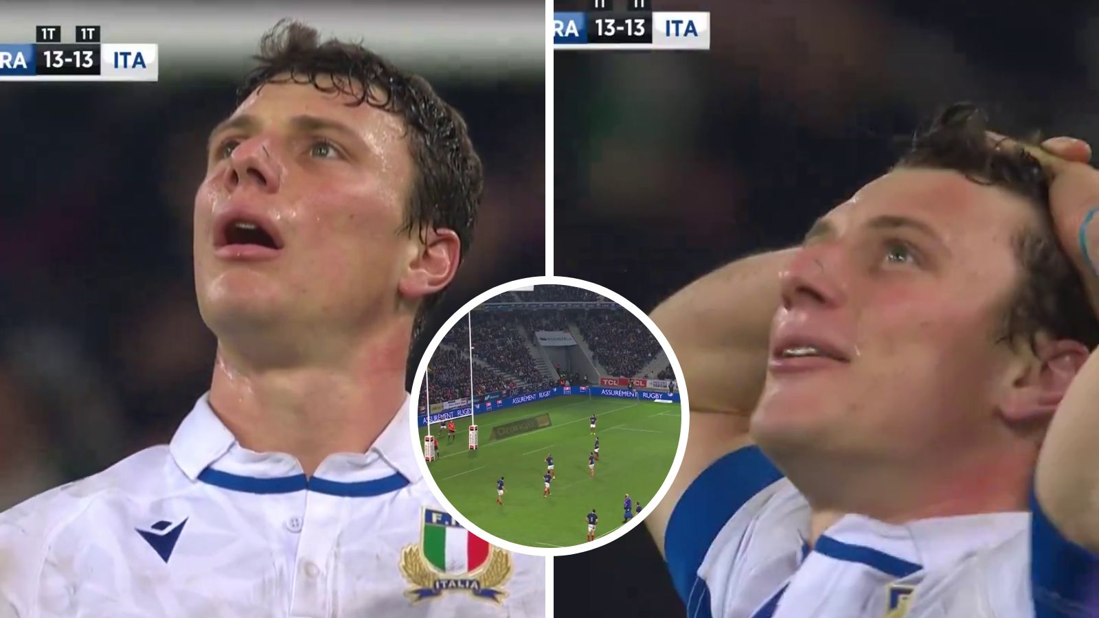 HEART-BREAKING SCENES! Paolo Garbisi misses match-winning kick after the ball falls off the tee