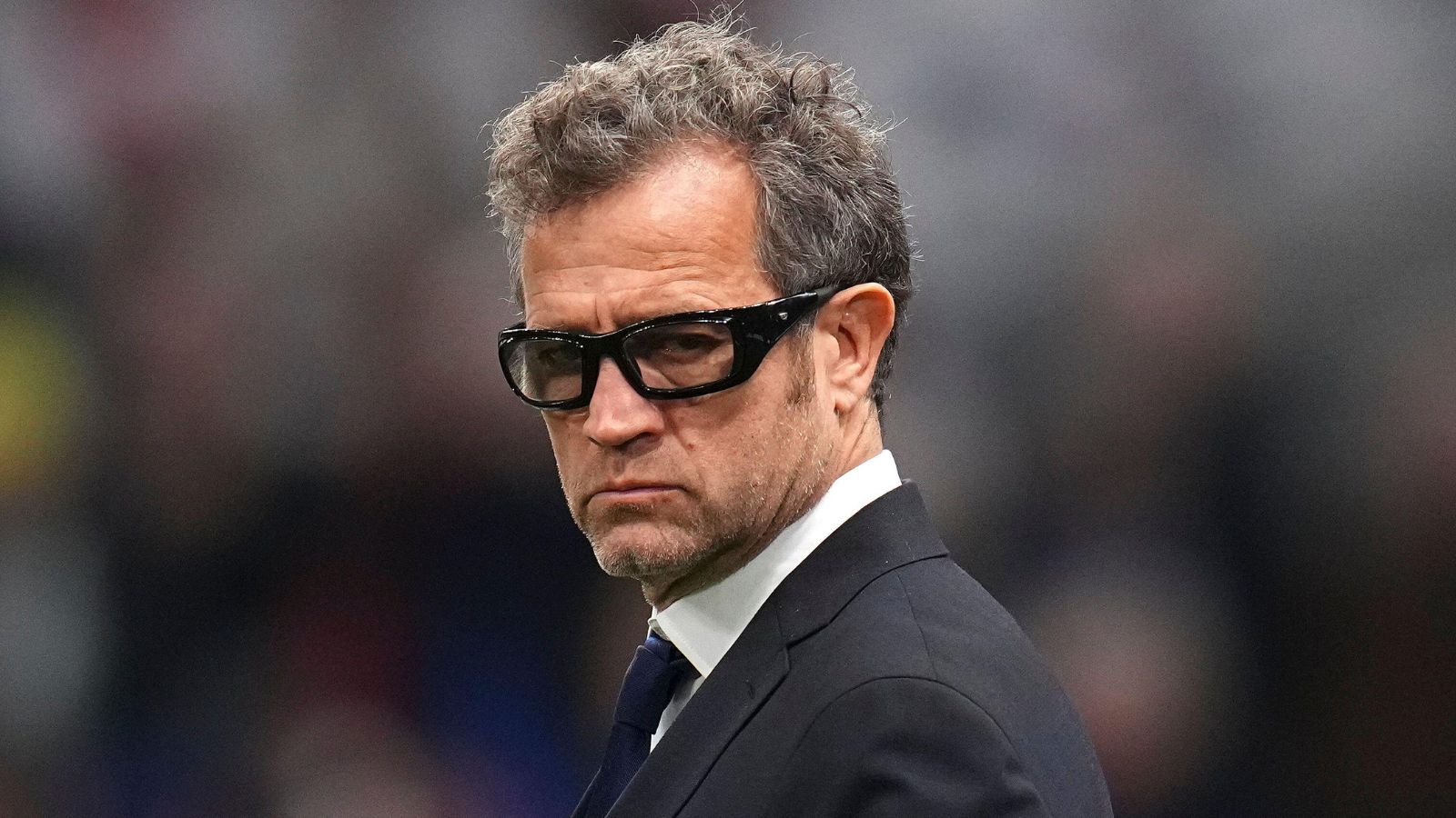France's head coach Fabien Galthie, left, stands on the pitch before the Six Nations rugby union match between France and Ireland in Marseille.