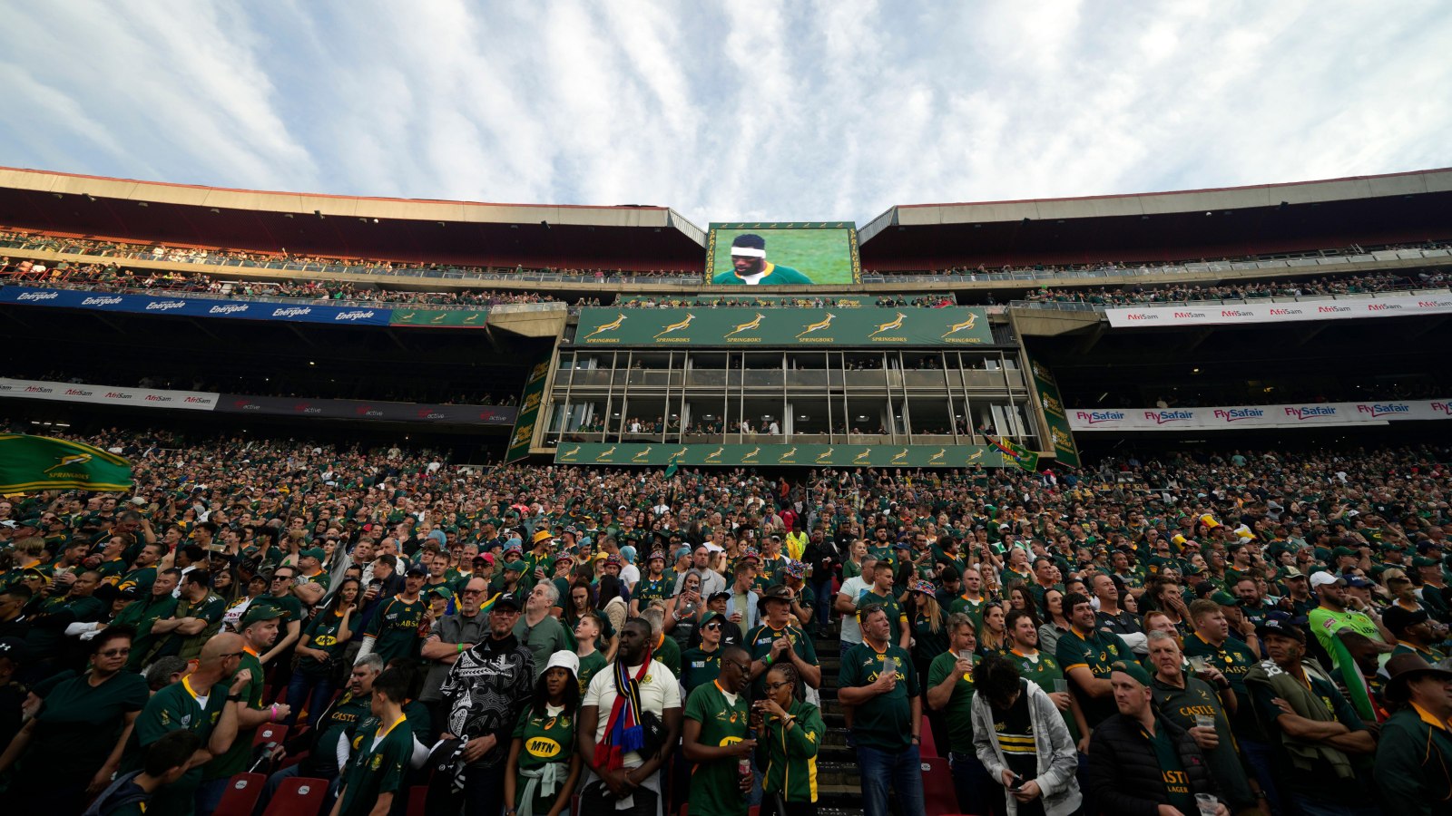 Springboks fans in the stands.