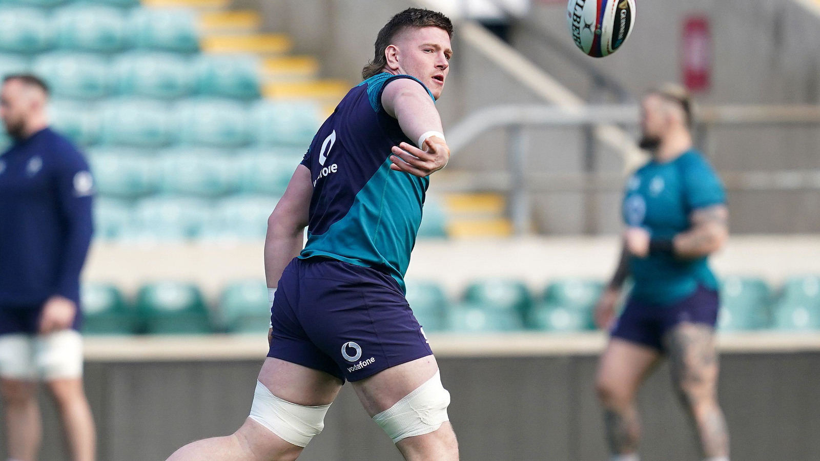 Ireland second-row Joe McCarthy at team run through.