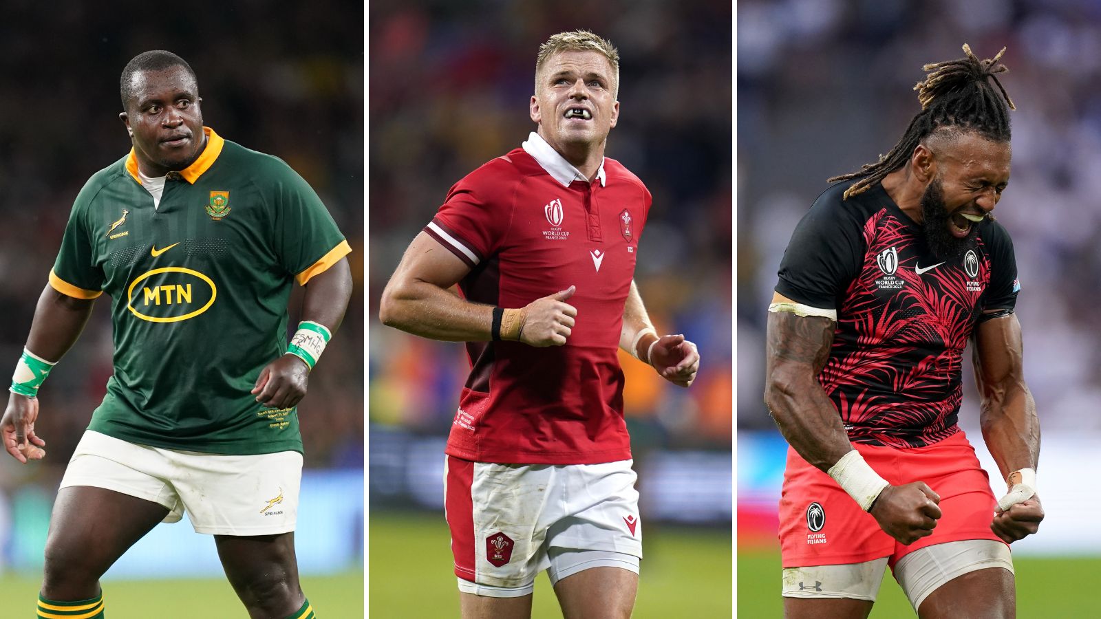 Springboks prop Trevor Nyakane, Wales' fly-half Gareth Anscombe and Fiji centre Waisea Nayacalevu.