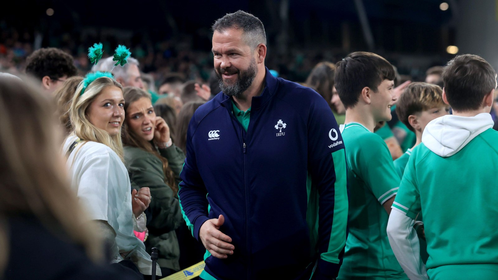 Ireland head coach Andy Farrell looks on.