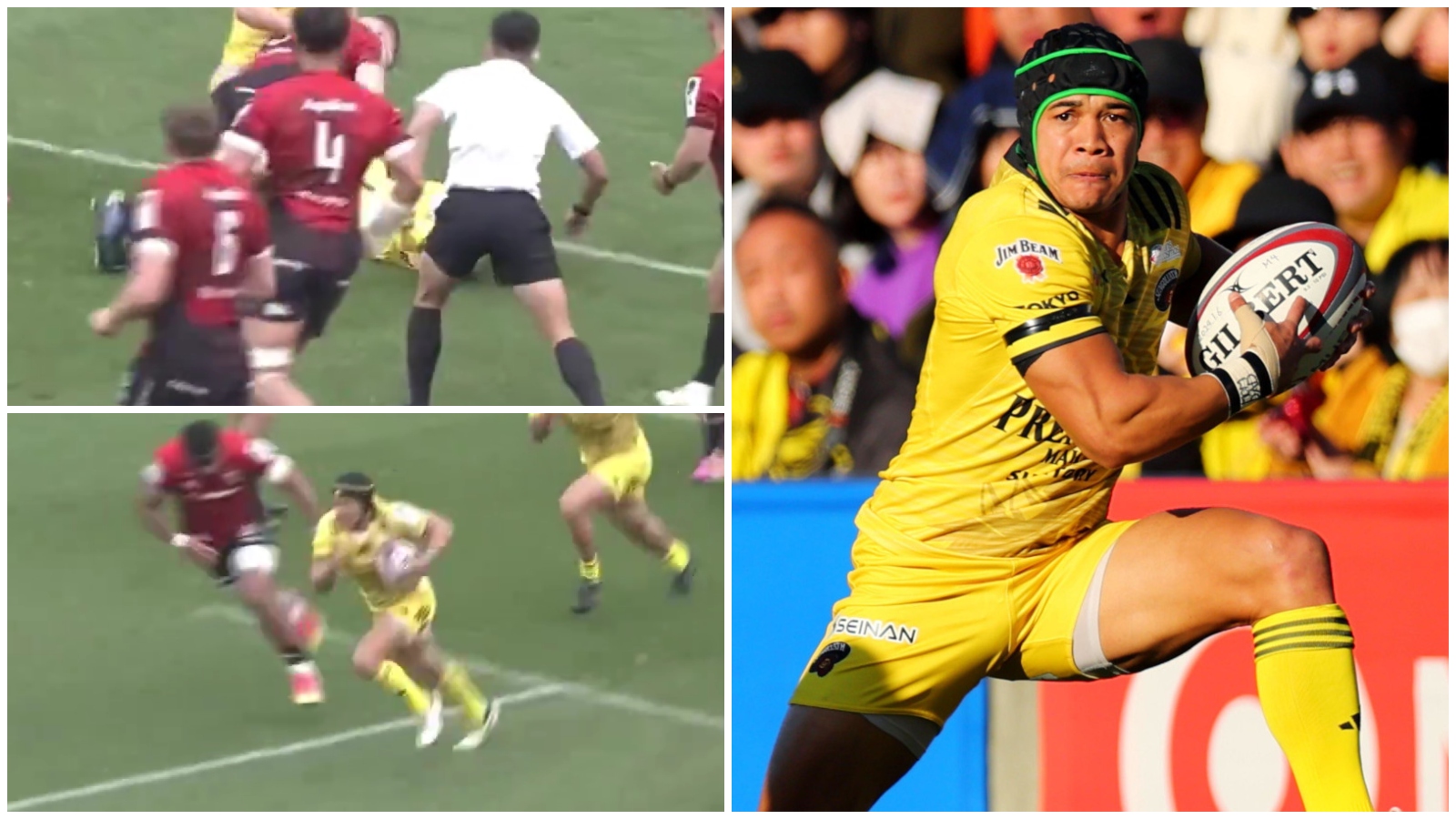 Cheslin Kolbe making an incredible defensive intervention while playing in Japan in 2024.