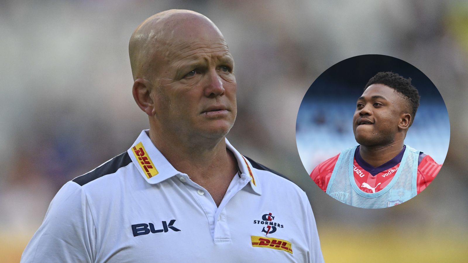 Split with Stormers coach John Dobson and Wandisile Simelane.