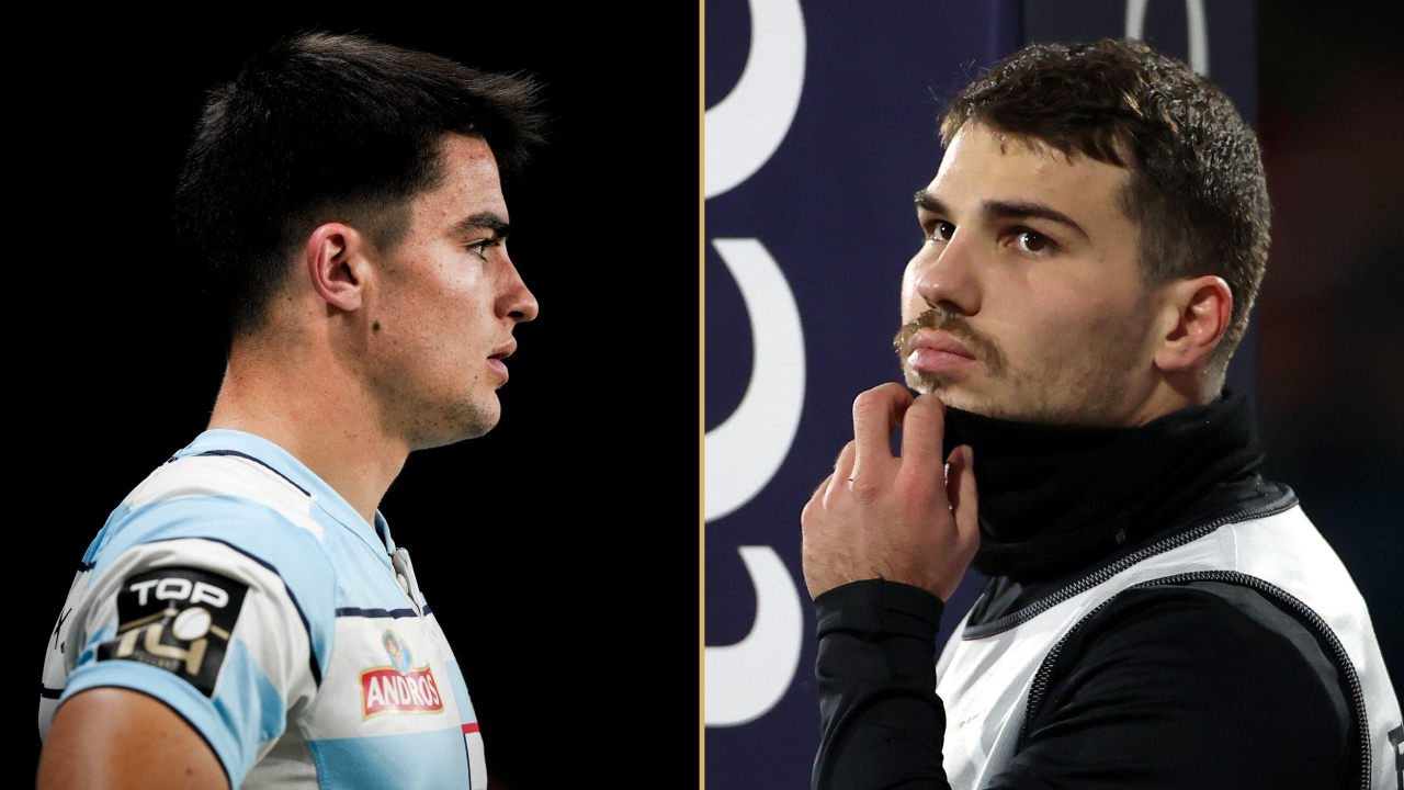 Racing 92 scrum-half Nolann Le Garrec and Toulouse and France star Antoine Dupont.
