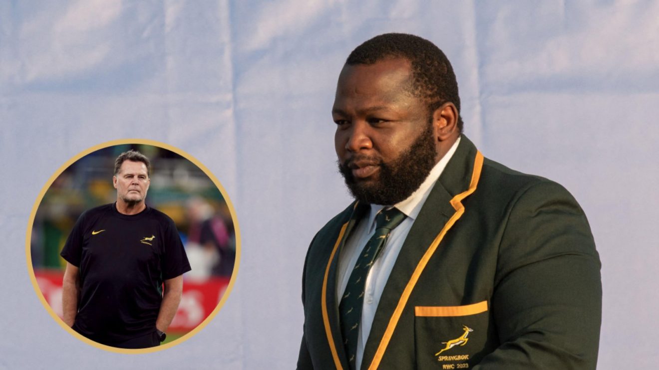 Split with Springboks head coach Rassie Erasmus and Ox Nche.