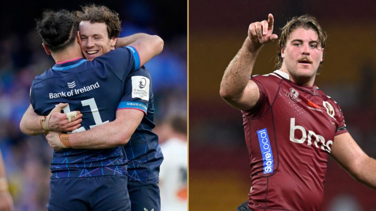 Split with Leinster players and Reds back-row Fraser McReight.