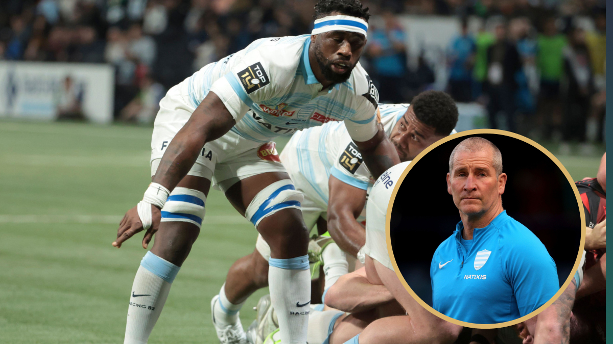 Springboks skipper Siya Kolisi alongside Racing 92 head coach Stuart Lancaster.