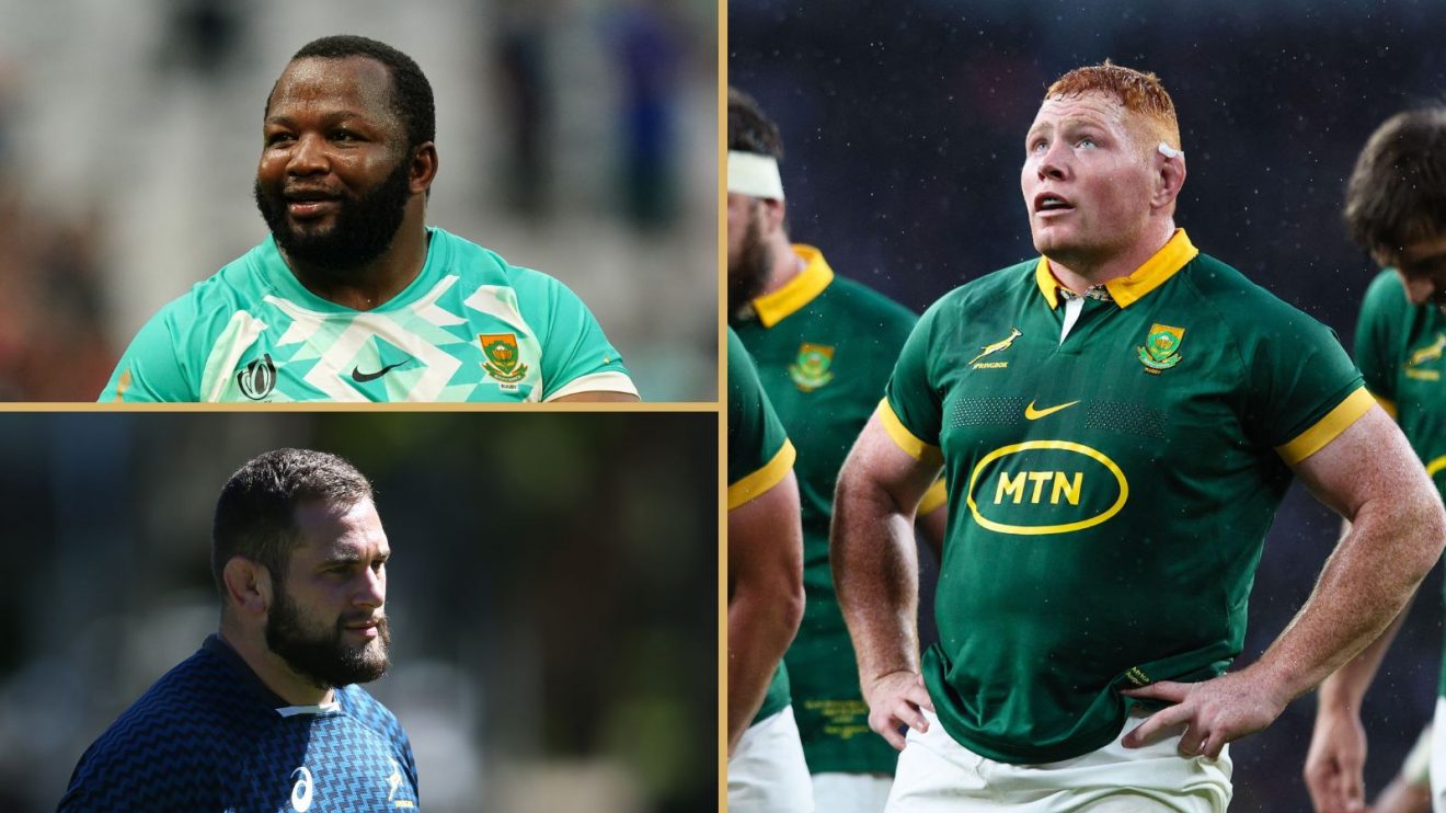 Springboks loosehead props Ox Nche, Thomas du Toit and Steven Kitshoff.