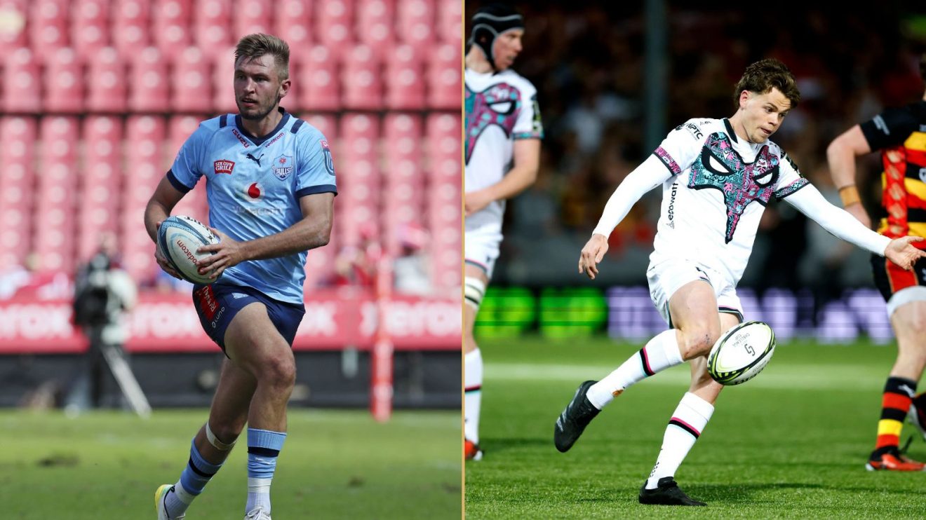 David Kriel of the Bulls and Jack Walsh of the Ospreys - URC