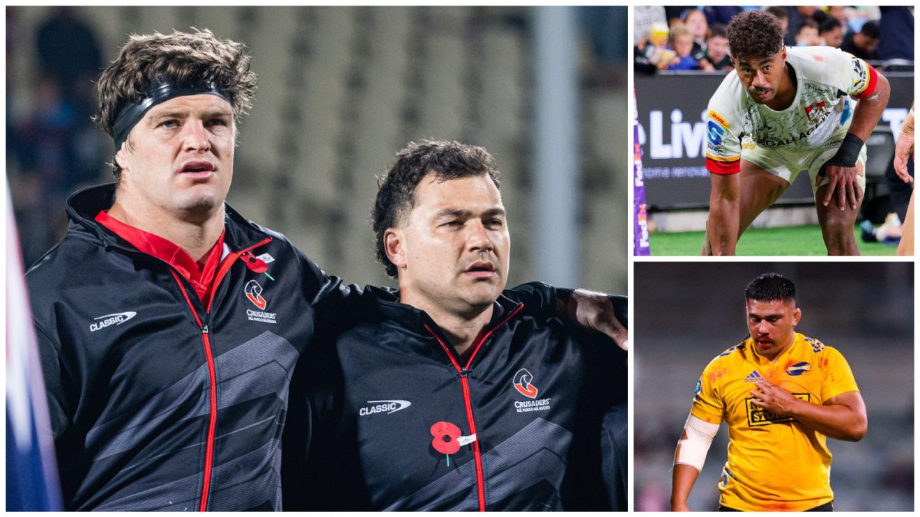 Split with Crusaders duo Scott Barrett and David Havili, Chief Emoni Narawa and Hurricane Xavier Numia.