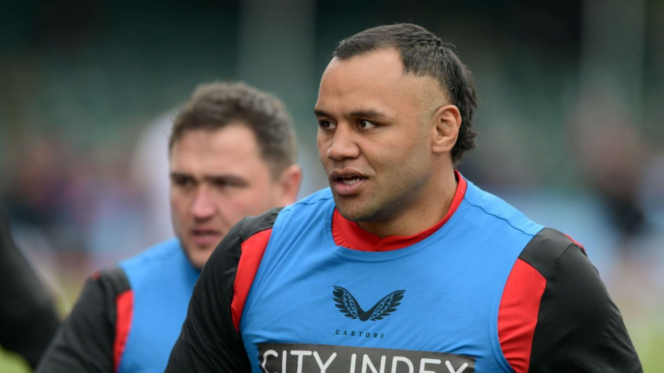 Billy Vunipola of Saracens during the warm up at the Gallagher Premiership Rugby match between Saracens and Gloucester