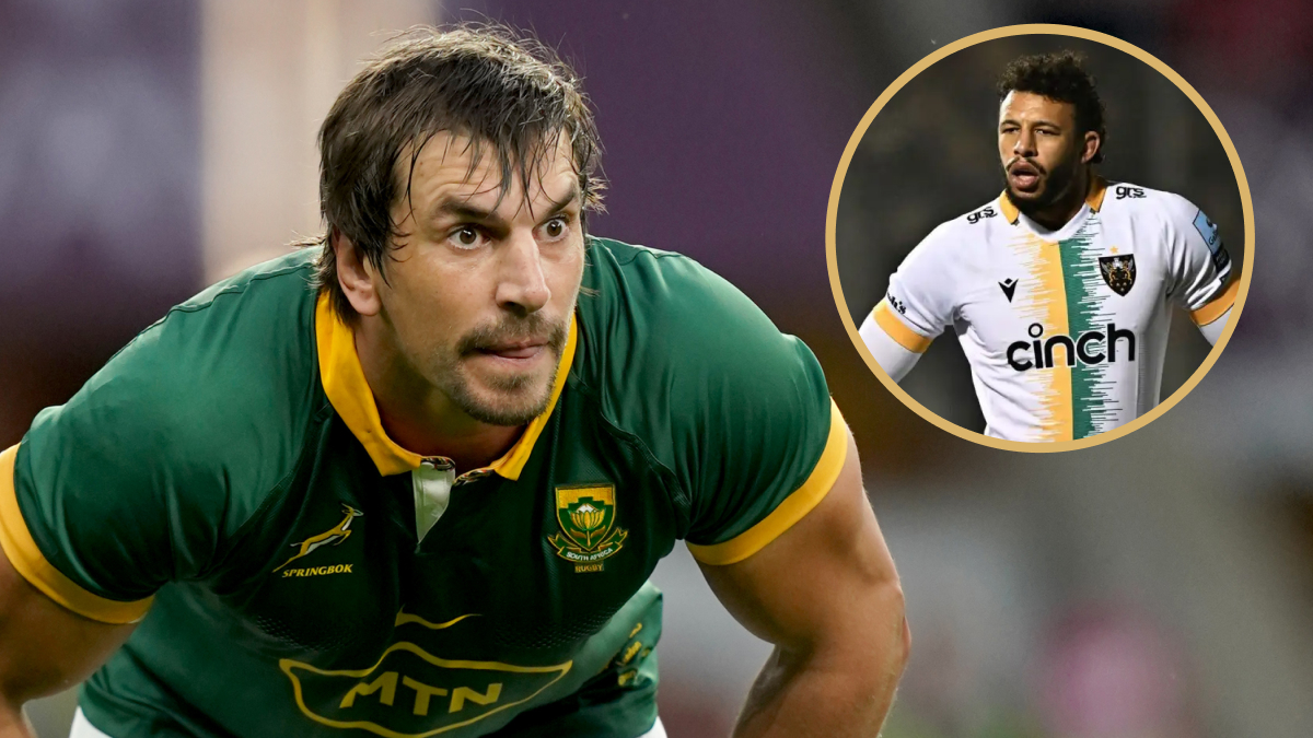 Springboks lock Eben Etzebeth and Northampton Saints forward Courtney Lawes.