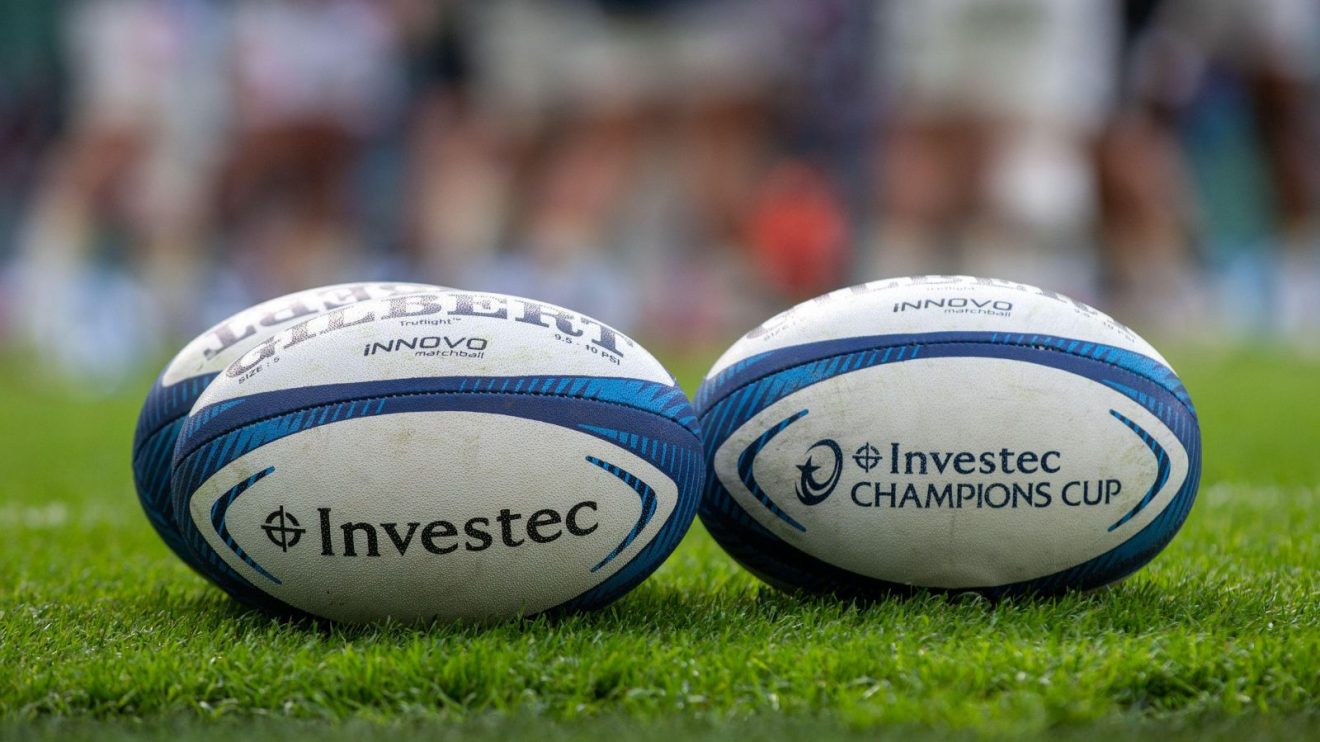The official balls during the Investec Champions Cup.