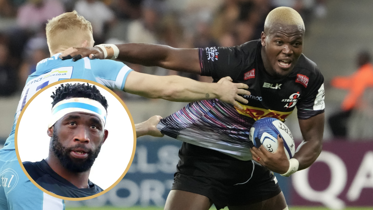 A cut out of Siya Kolisi featuring the main image of Hacjivah Dayimani.