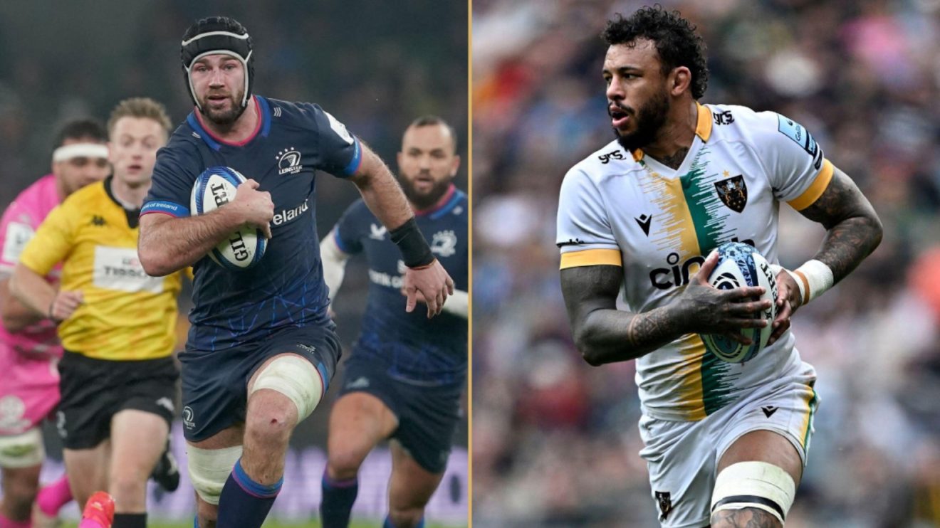Split with Leinster's Caelan Doris and Northampton Saints' Courtney Lawes.