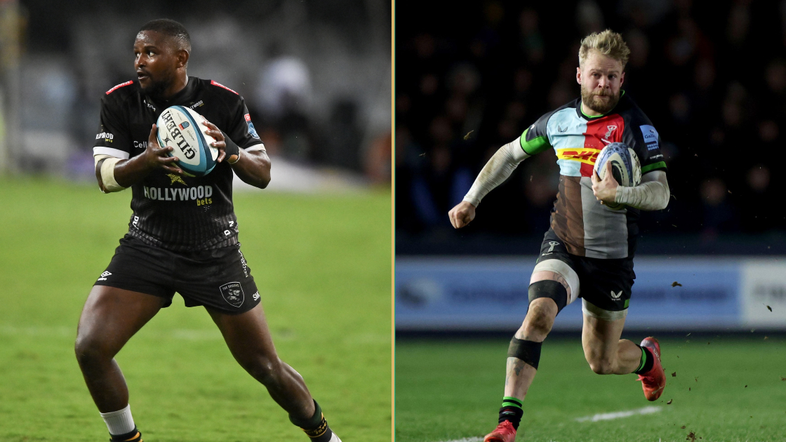 Sharks fly-half Siya Masuku and Harlequins back Tyrone Green during the Challenge Cup and Champions Cup action.