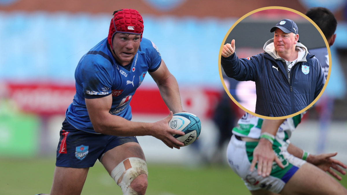 Bulls hooker Johan Grobbelaar and director of rugby Jake White.