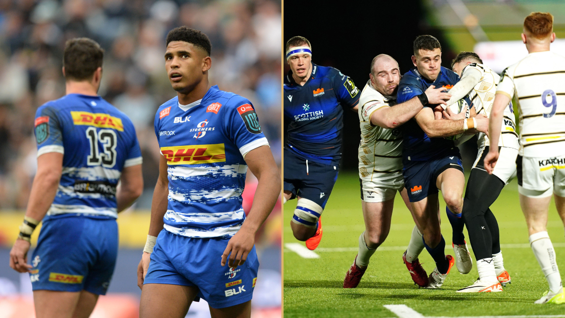 Stormers playmaker Sacha Feinberg-Mngomezulu and Edinburgh star Emiliano Boffelli.