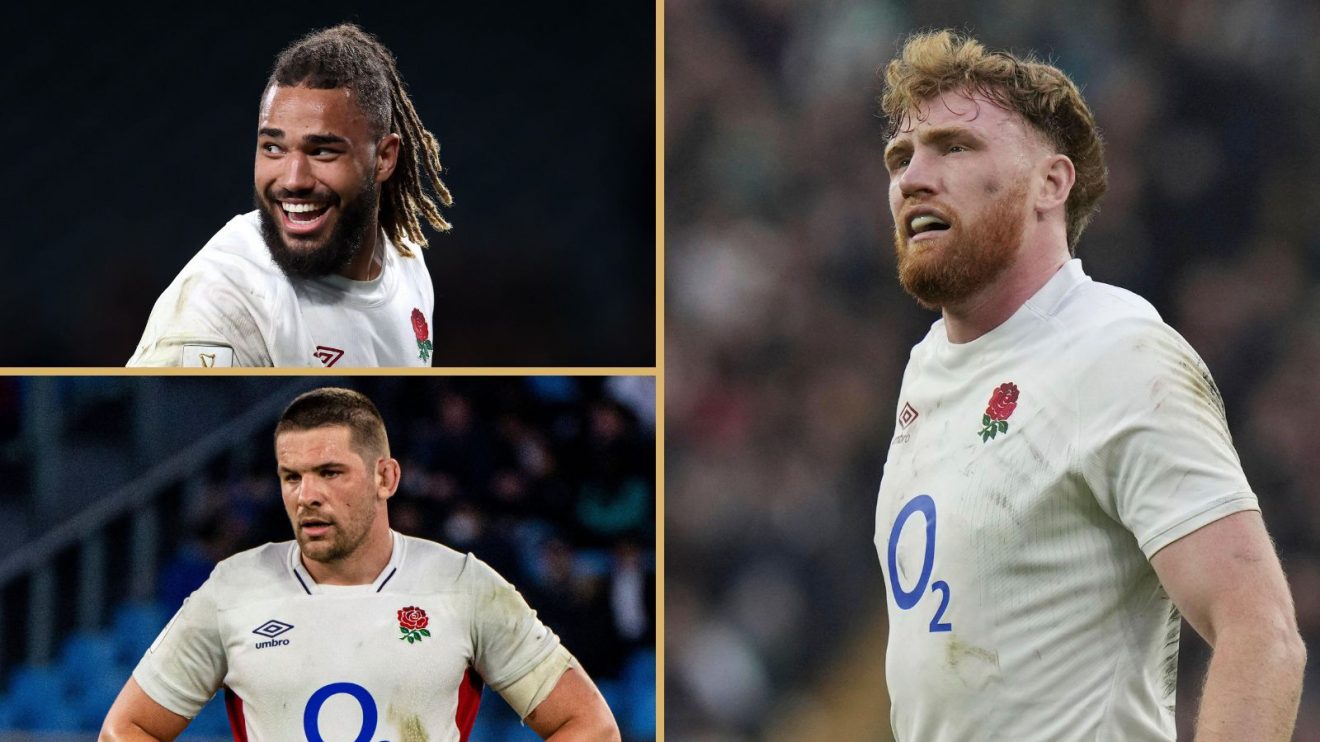 England forwards Chandler Cunningham-South, Charlie Ewels and Ollie Chessum.