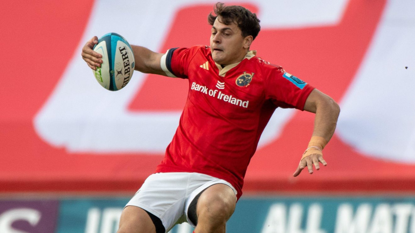 Antoine Frisch in action for Munster in the United Rugby Championship in 2024.