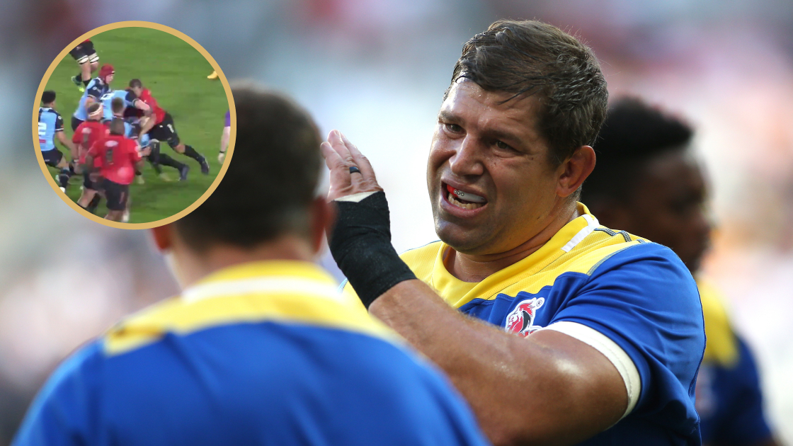 Lions forward Willem Alberts and his tackle during the Cardiff URC match.
