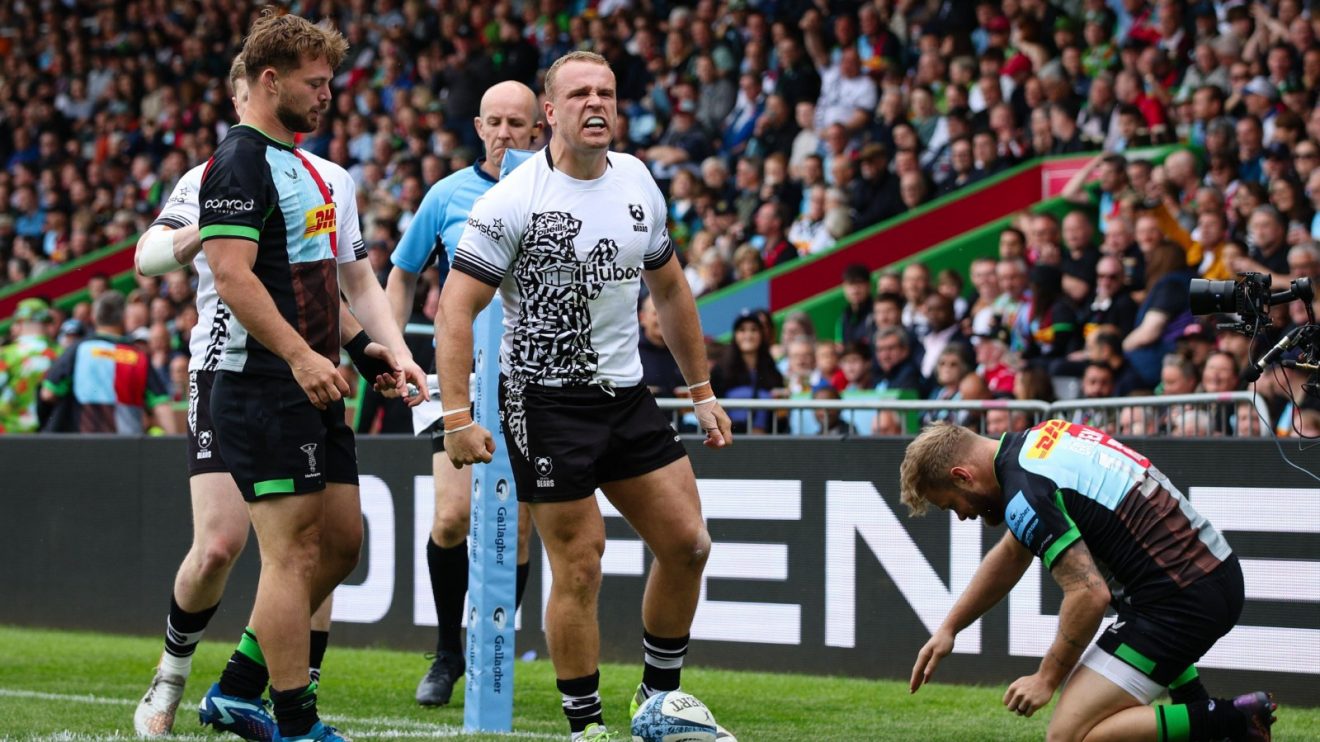 James Williams celebrates for Bristol.