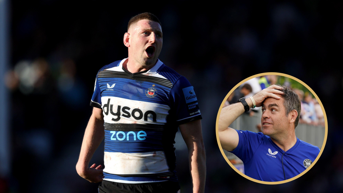 Bath fly-half Finn Russell and Head of Rugby Johann van Graan.