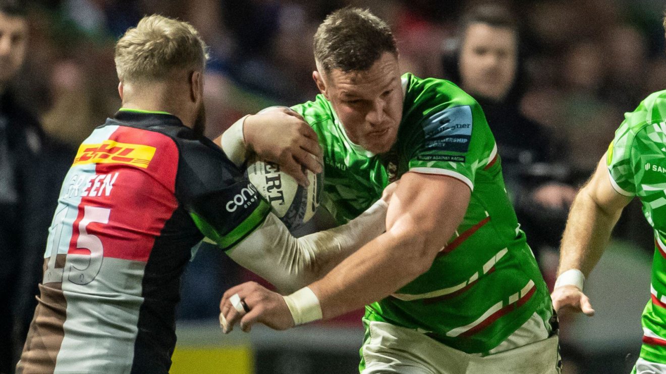 Tyrone Green tackling Hanro Liebenberg during Premiership clash in 2024.