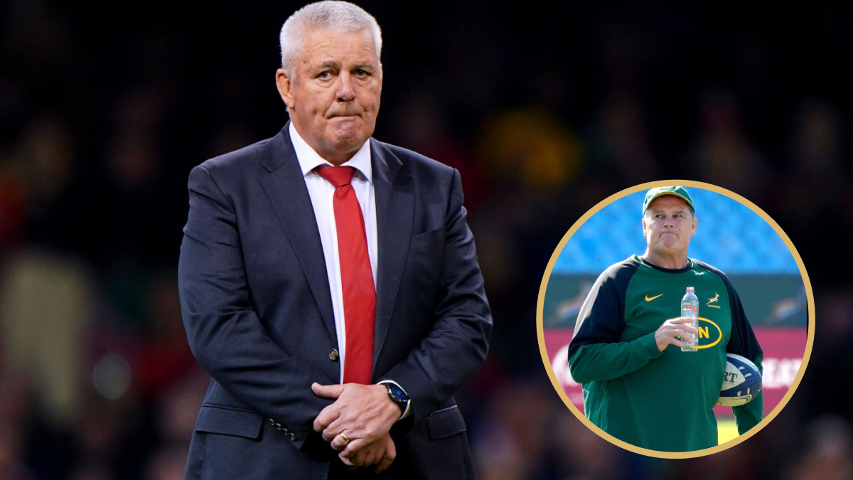Former British and Irish Lions head coach Warren Gatland alongside Springboks boss Rassie Erasmus.