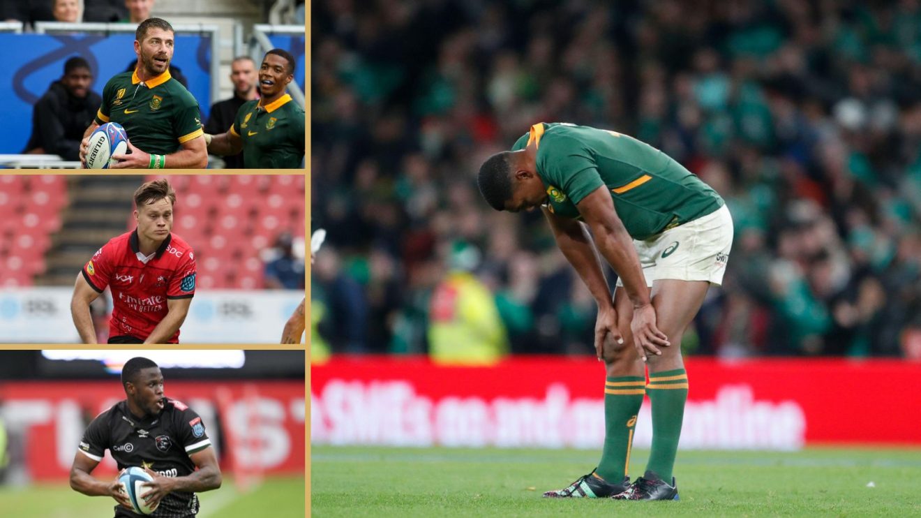 Split image of Willie Le Roux, Quan Horn, Apehelele Fassi and Damian Willemse.