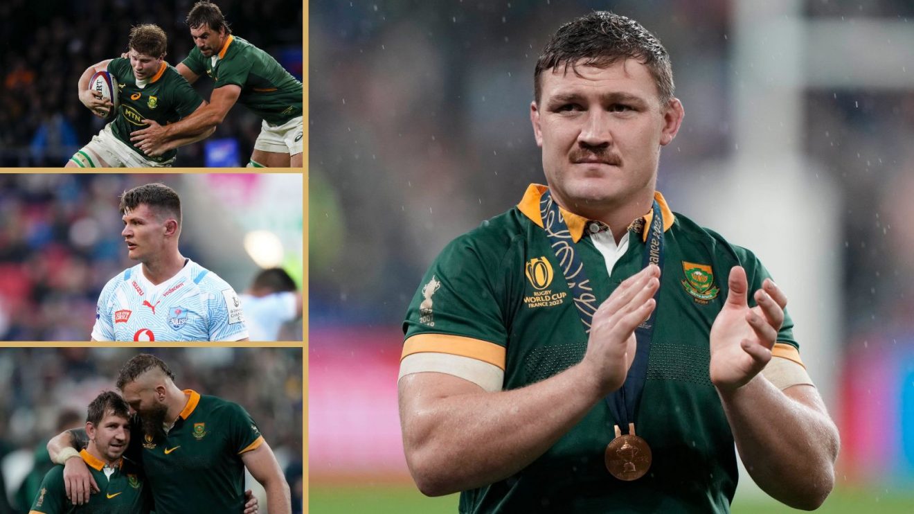 A split image of Evan Roos, Elrigh Louw, Kwagga Smith and Jasper Wiese.