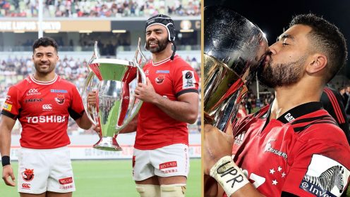 Richie Mo’unga’s MIND-BOGGLING club trophy haul after ending Toshiba Brave Lupus’ 14-year drought