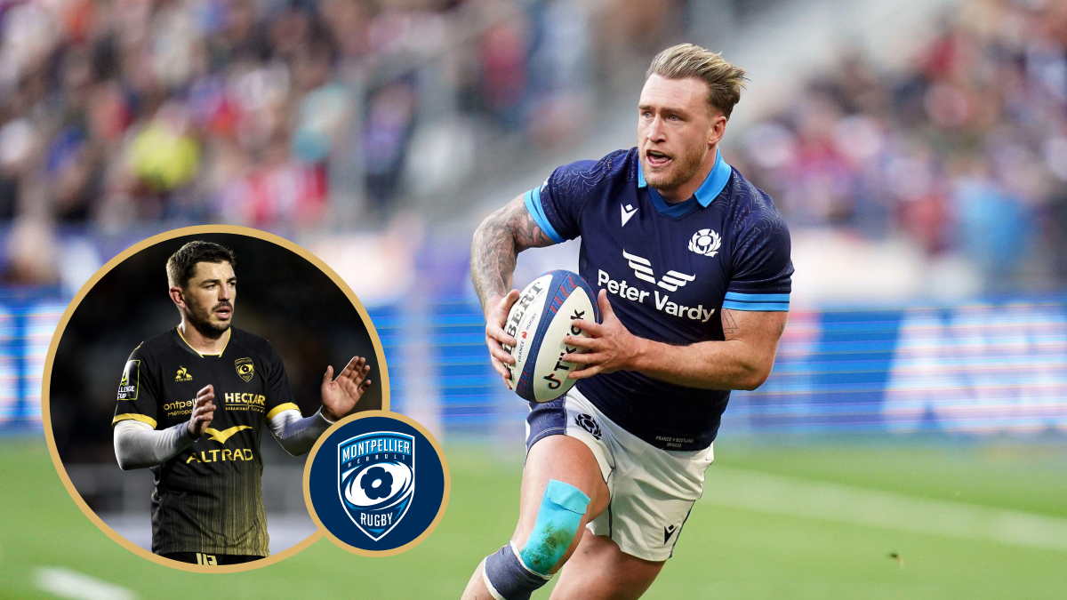 Scotland fullback Stuart Hogg and Montpellier star Anthony Bouthier.