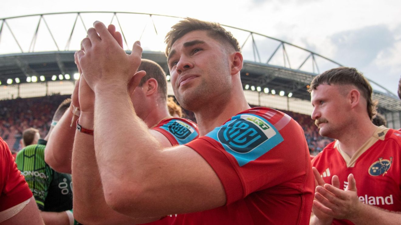 Jack Crowley of Munster after the United Rugby Championship