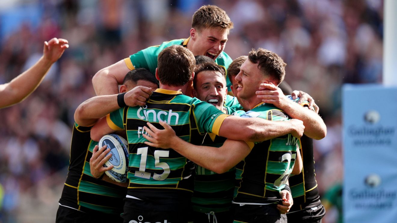 Alex Mitchell scoring the winning try for Northampton Saints in the 2024 Premiership final.