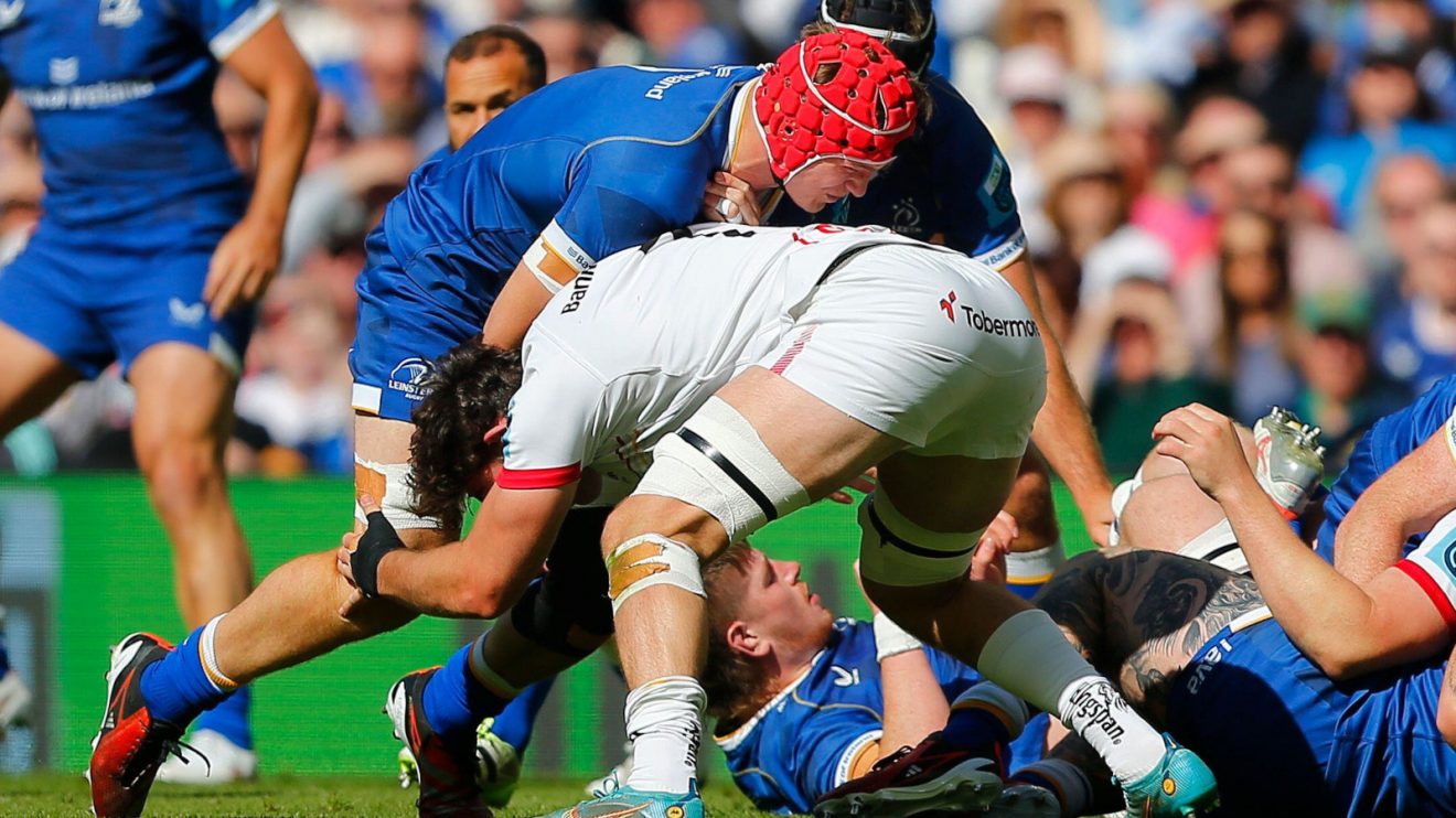 Josh van der Flier in action for Leinster against Ulster in the 2024 URC quarter-final.