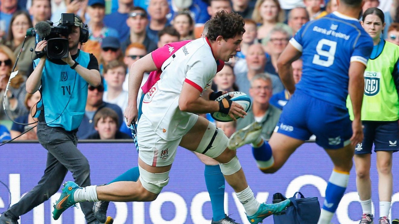 United Rugby Championship, Quarter Final, Leinster versus Ulster; David McCann of Ulster makes a run towards the try line Credit: Action Plus Sports