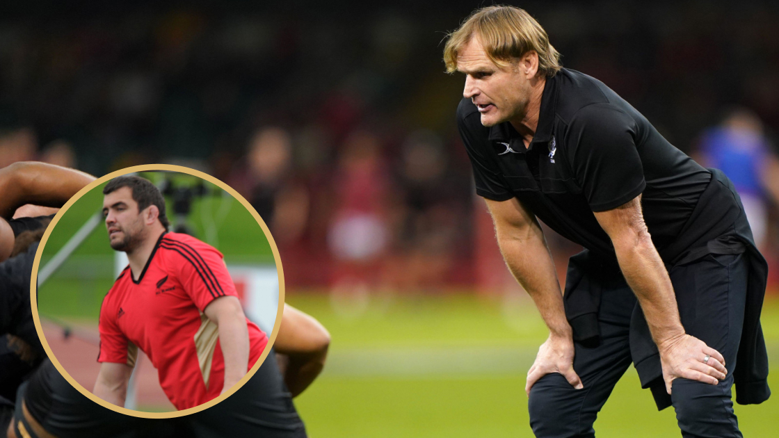 All Blacks boss Scott Robertson and new coach Corey Flynn.