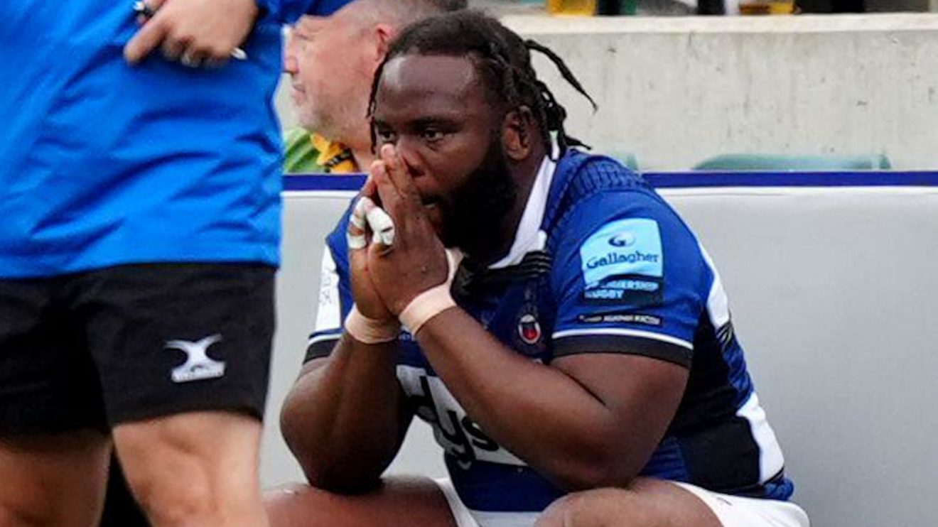 Beno Obano after being red carded in the Premiership final.
