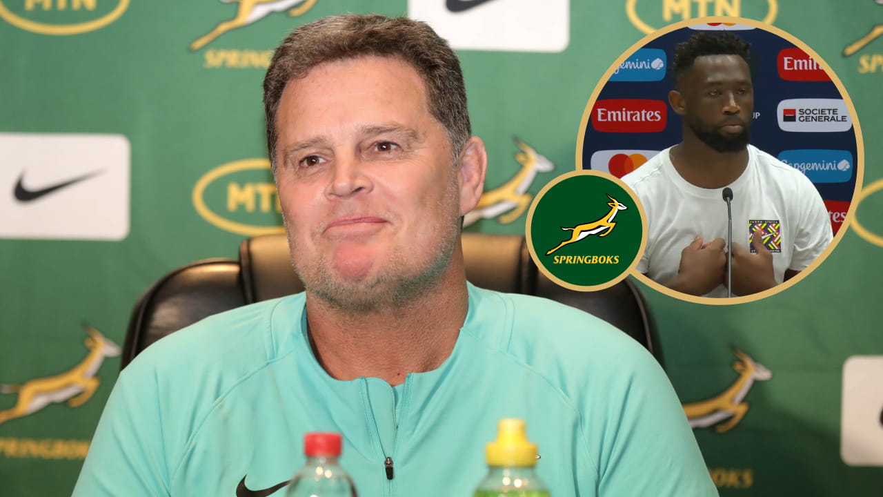 Springboks head coach Rassie Erasmus and captain Siya Kolisi.