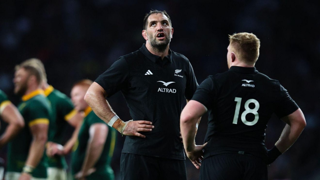 Sam Whitelock of the New Zealand All Blacks looks on during the Qatar Airways Cup International match between the South Africa Springboks and the New Zealand All Blacks at Twickenham Stadium