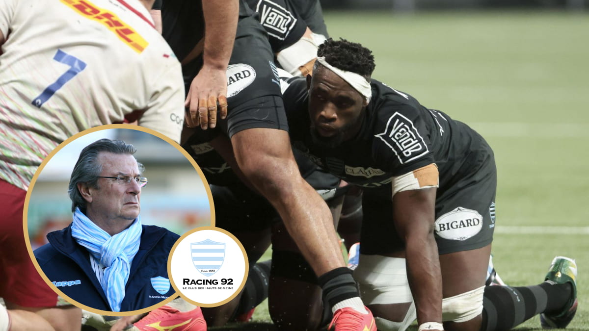 Siya Kolisi on side of Racing 92 scrum.
