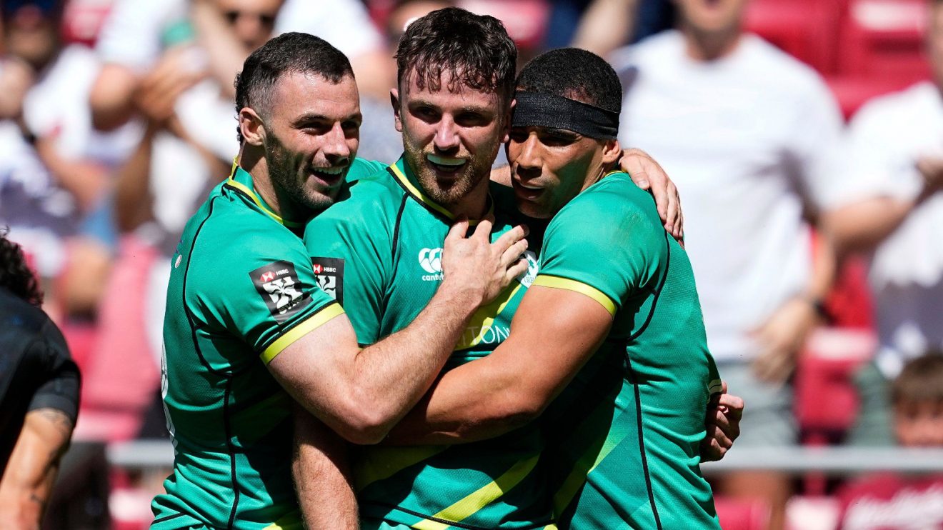 Hugo Keenan congratulated on Ireland Sevens duty.