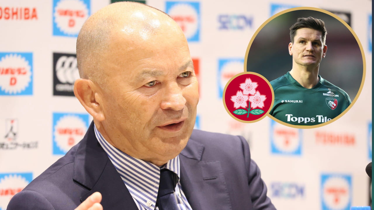 Japan head coach Eddie Jones and former England fly-half Freddie Burns.