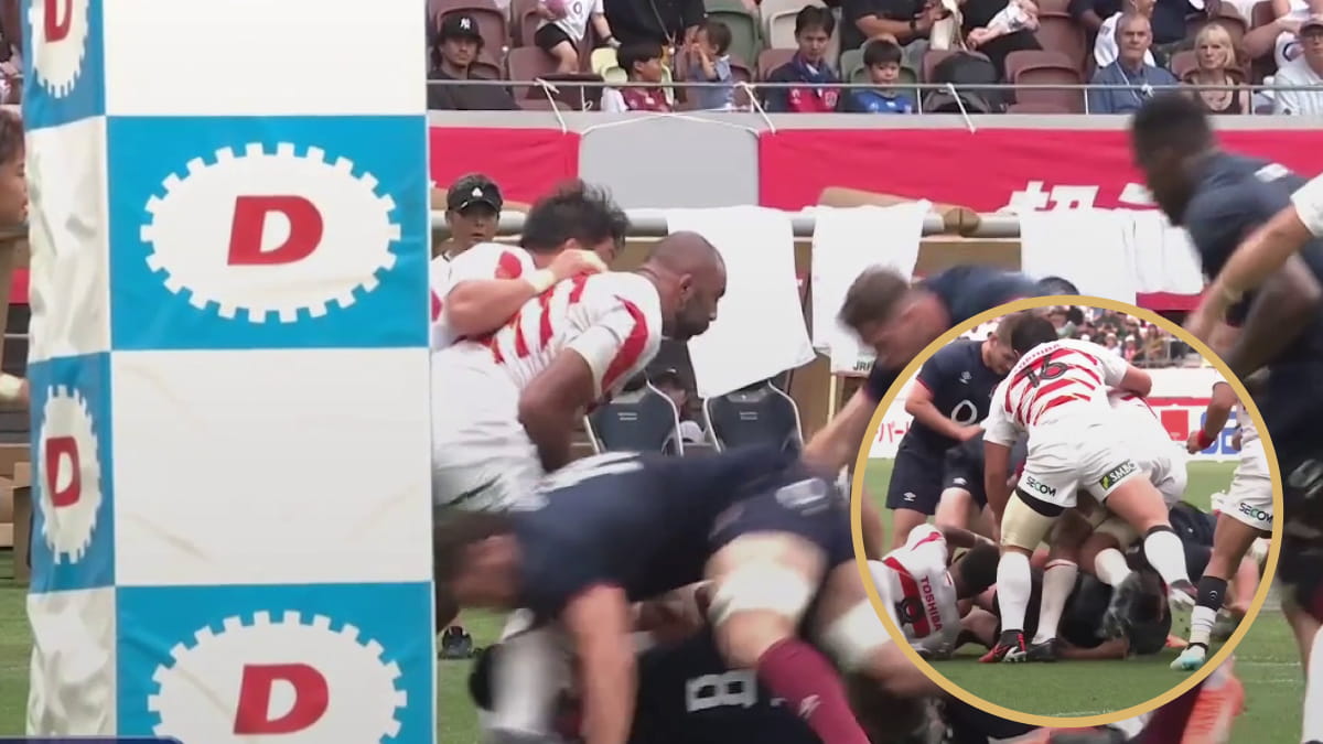Charlie Ewels' clearout on Michael Lietch. (screengrabs via RugbyPass TV)