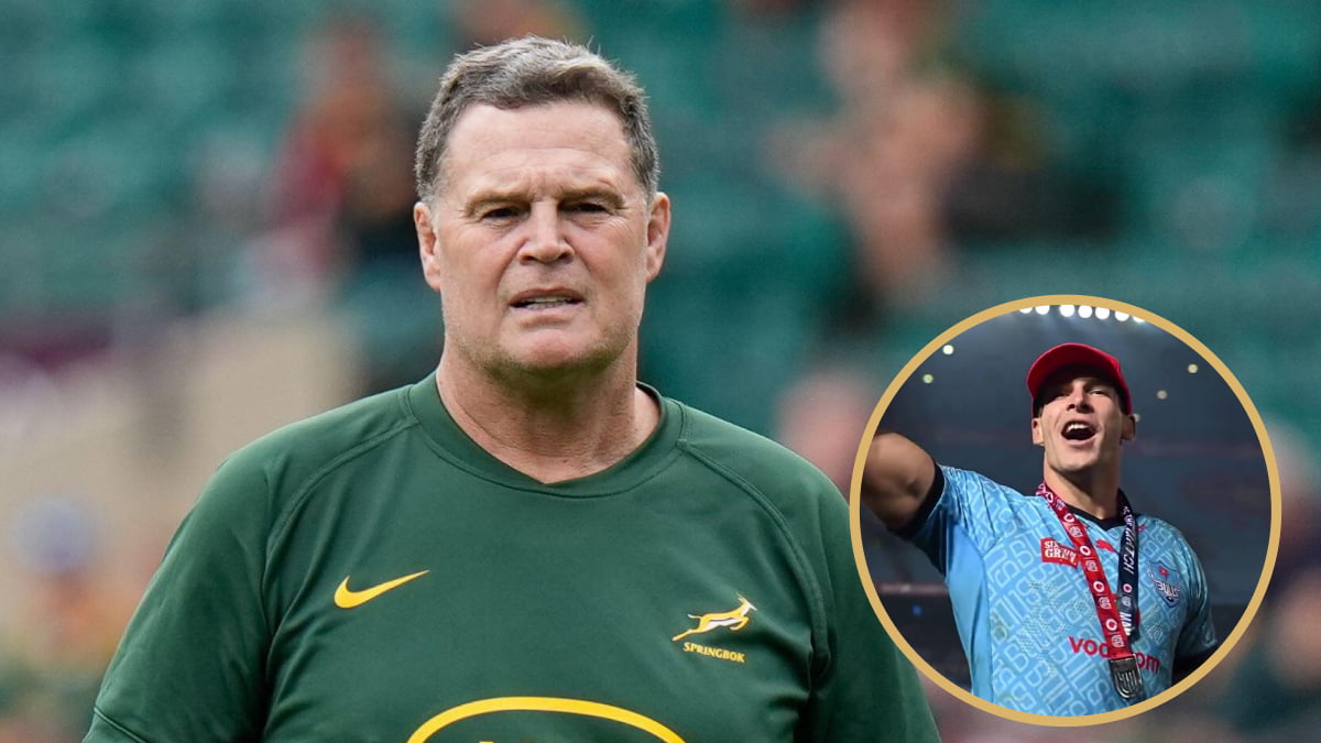 Springboks head coach Rassie Erasmus and Bulls star Cameron Hanekom.