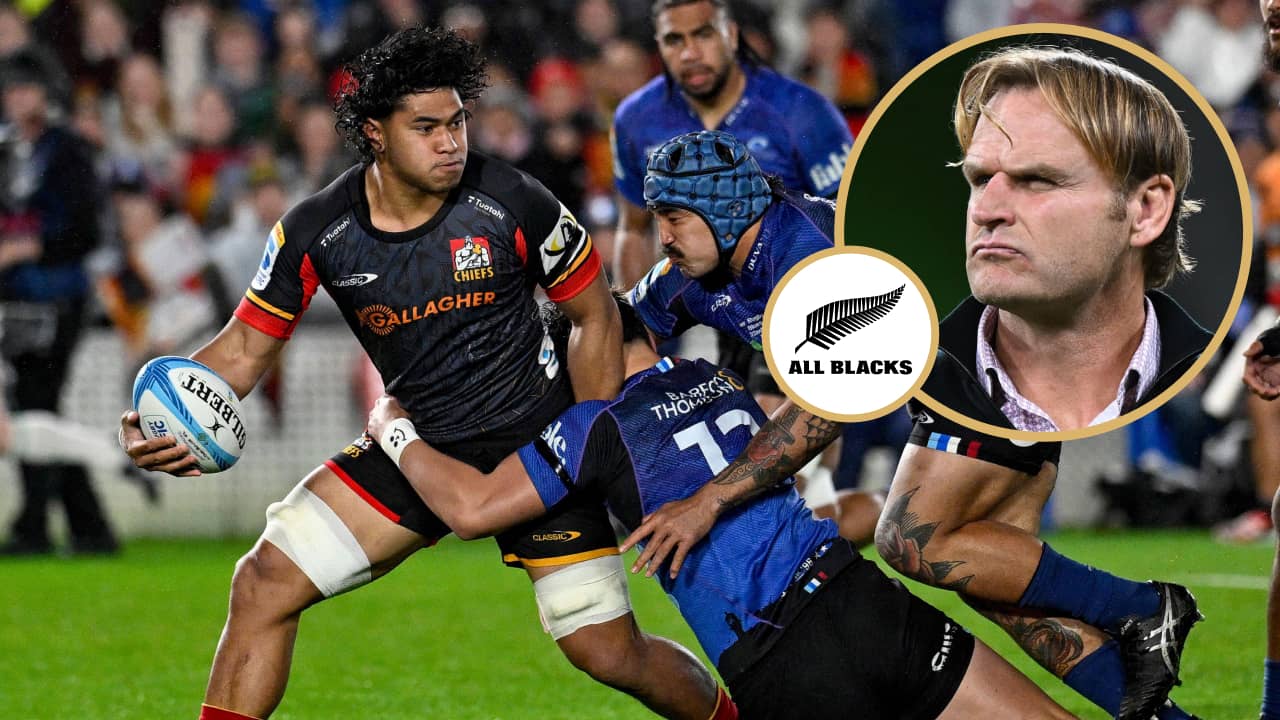 Chiefs forward Wallace Sititi and All Blacks boss Scott Robertson