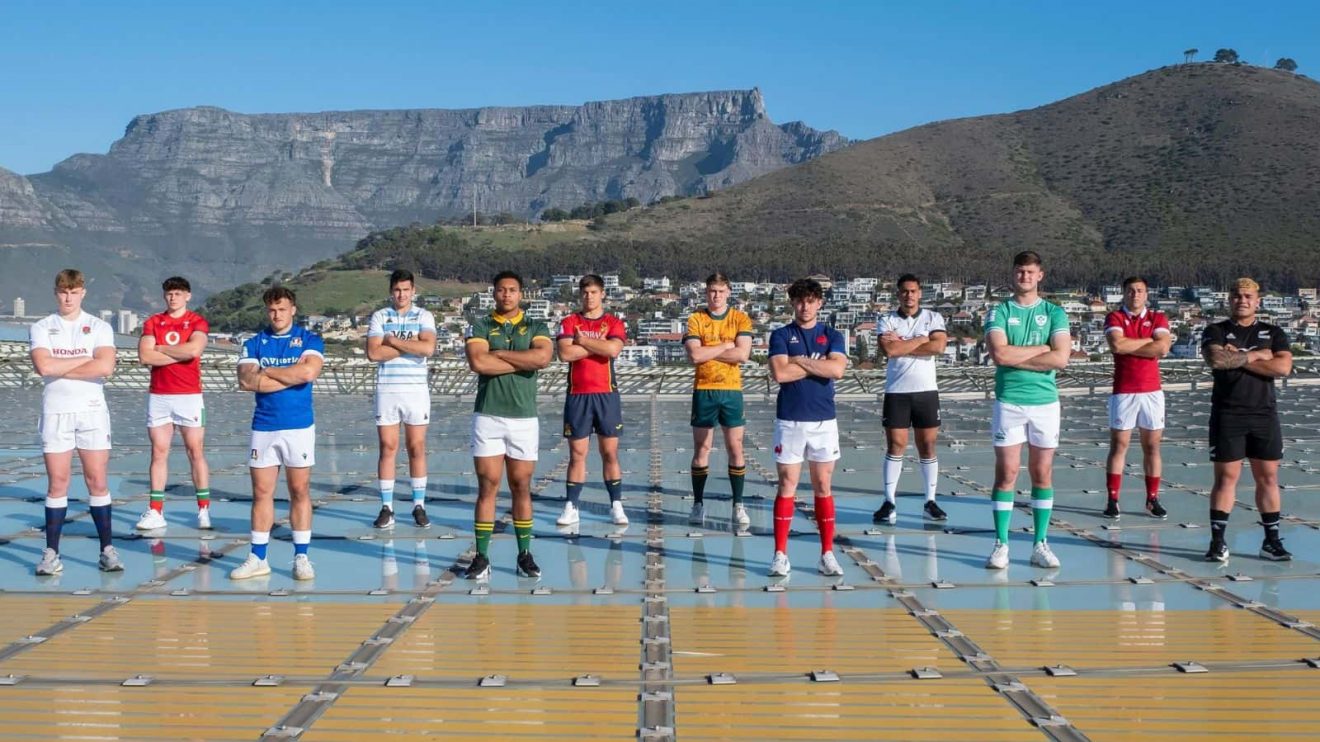 Captains from the participating teams of the World Rugby U20 Championship 2024 gather at the top of Cap Town Stadium in South Africa © World Rugby